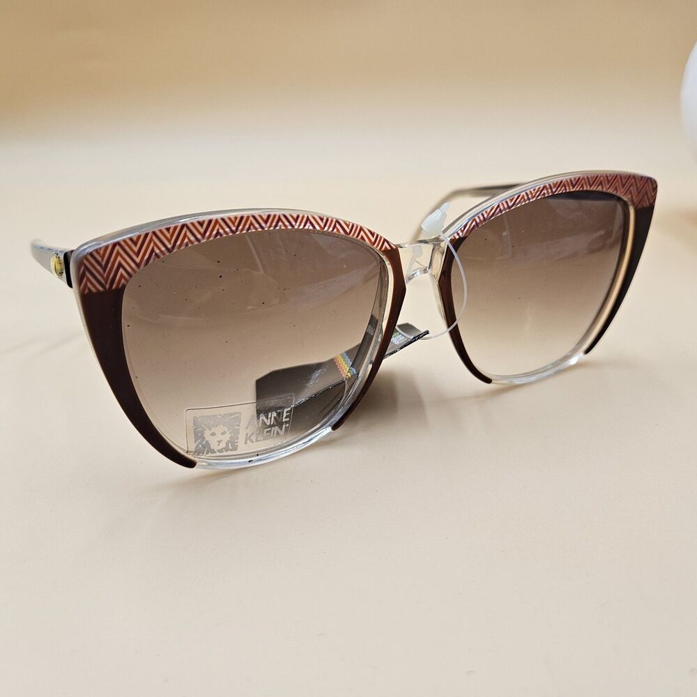 Vtg Anne Klein Jacquard Sunglasses Retro 90s Geometric Womens New 55-17-140